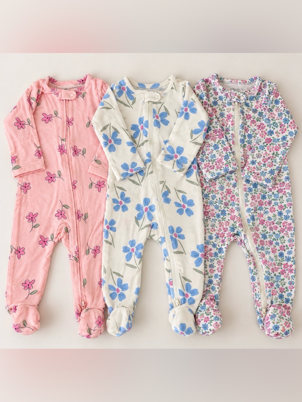 Carter’s Just One You Baby Girl Floral Footed Sleepers Bundle 9M Zip Pajamas